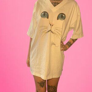 Mustique Bob Harrison vintage 90s cat v neck tee